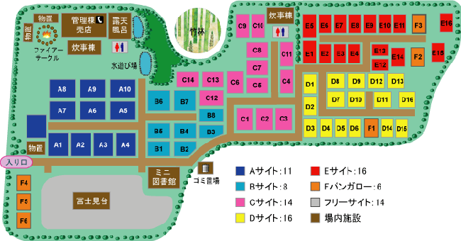 新富士オートキャンプ場のサイトマップの画像